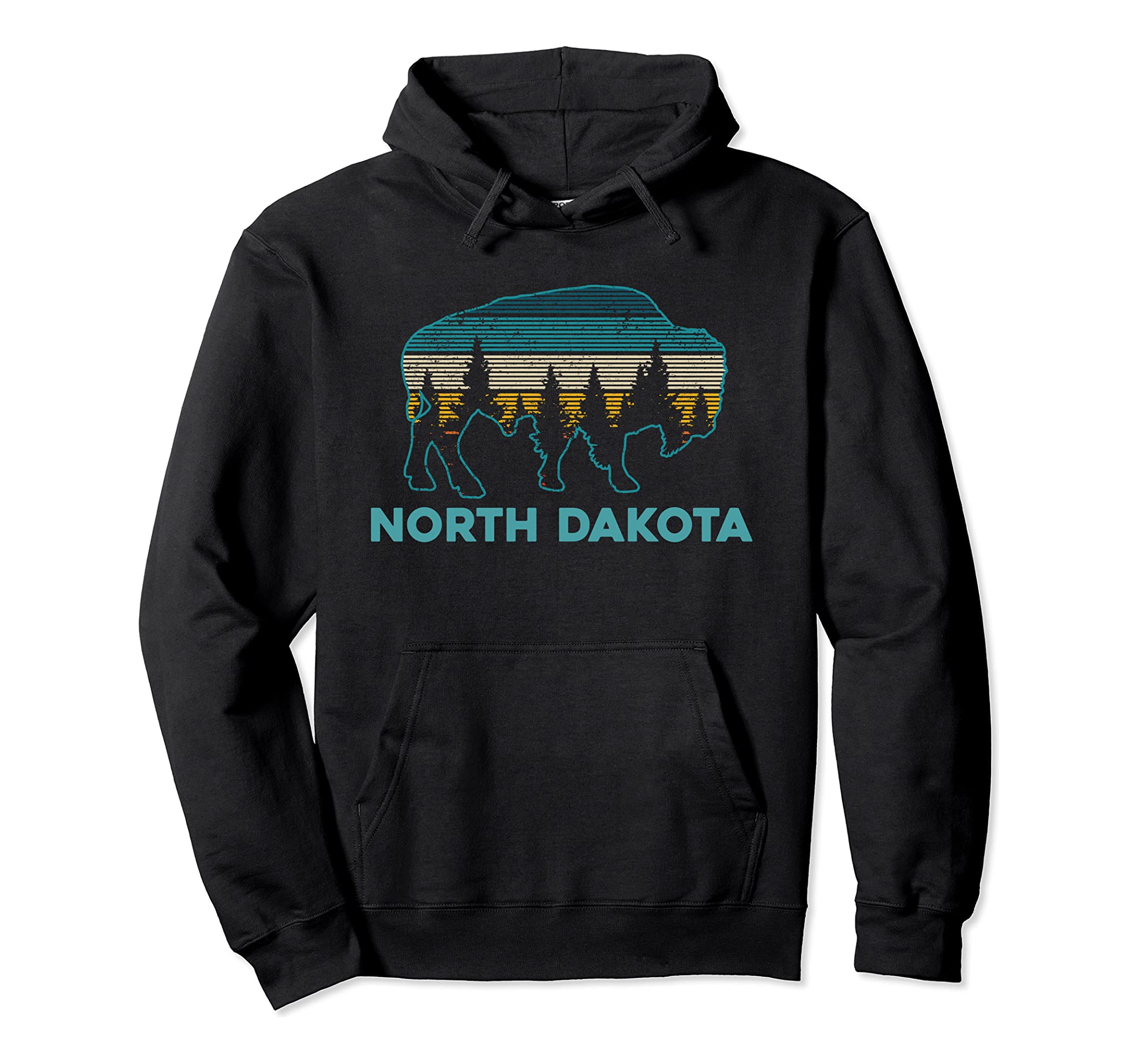 North Dakota Bison Vintage American Buffalo Souvenir Gift Pullover Hoodie