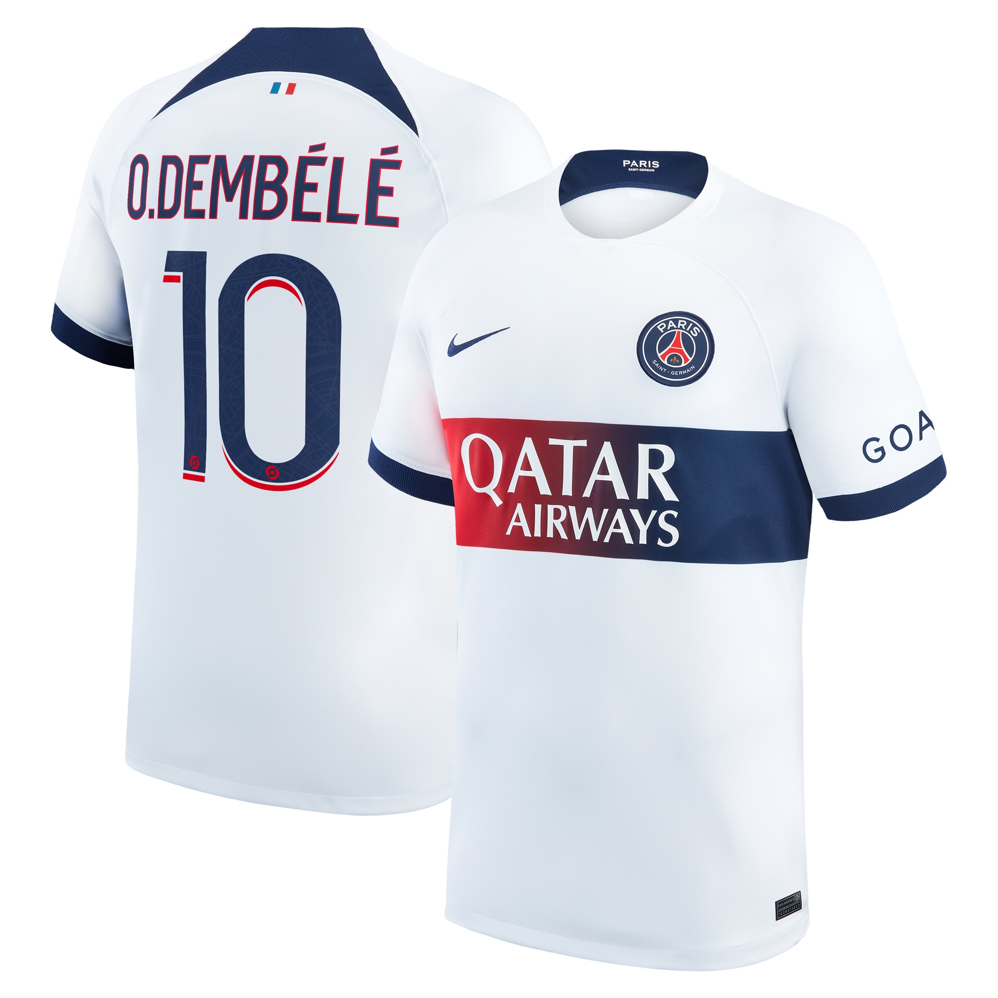 Ousmane Dembélé Paris Saint-Germain 2023/24 Away Stadium Replica Player Jersey – White