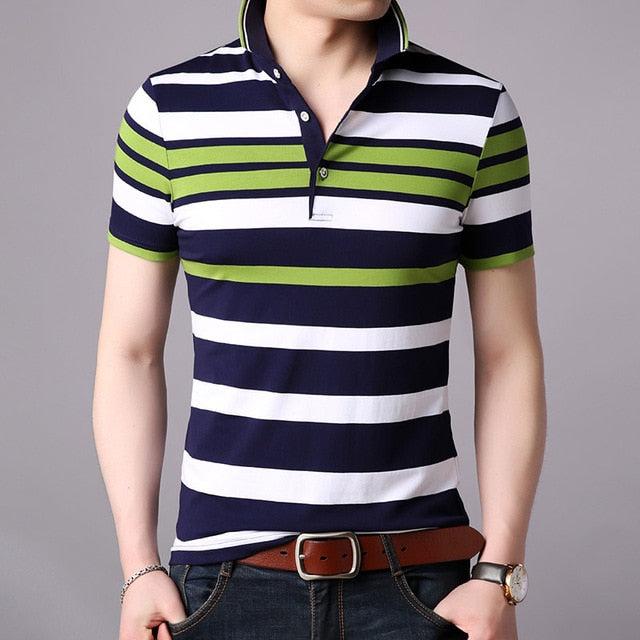 Striped Short Sleeve Slim Fit Polo Shirt