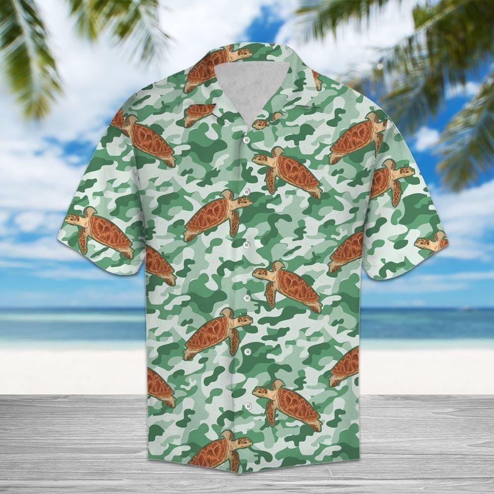 Turtle Camo Aloha Hawaiian Shirt Colorful Short Sleeve Summer Beach Casual Shirt For Men And Women