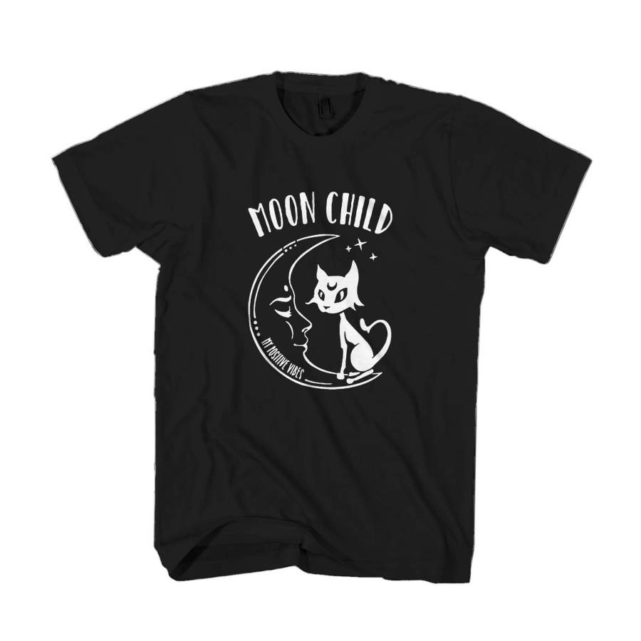 Moon Child Pastel Goth Aesthetic Yoga Soft Grunge Space Cat Tumblr Trendy Graphic Positive Vibes Man’s T-Shirt