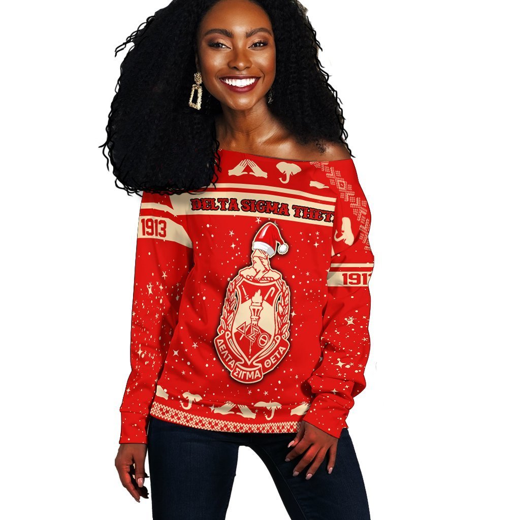 Greek Life Sweatshirt – Delta Sigma Theta Christmas Off Shoulder J09