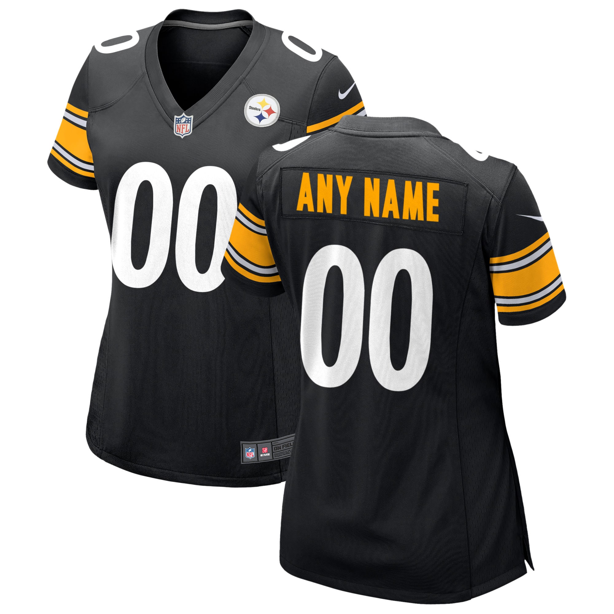 Pittsburgh Steelers Women's Custom Game Jersey – Black