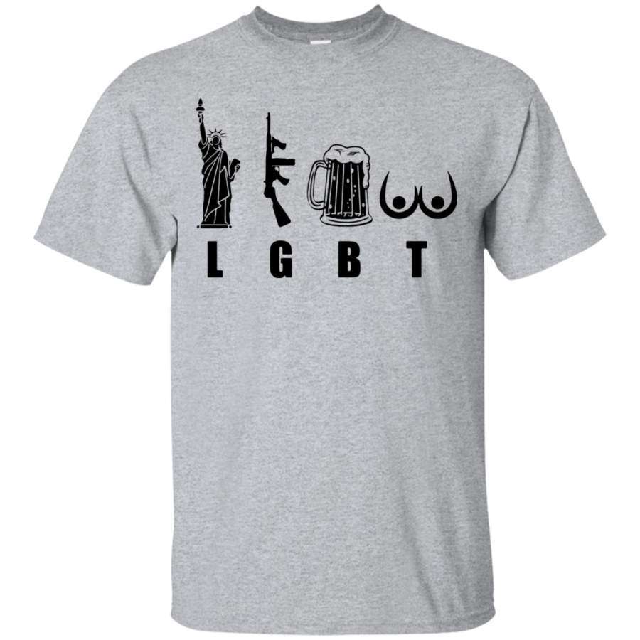 LGBT Funny Shirt Liberty Guns Beer and Ta Tas Big Icon