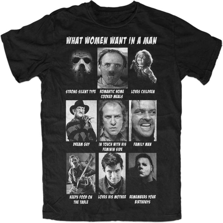 What Women Want Men’s T Shirt Movie Jason Freddy Horror Fun