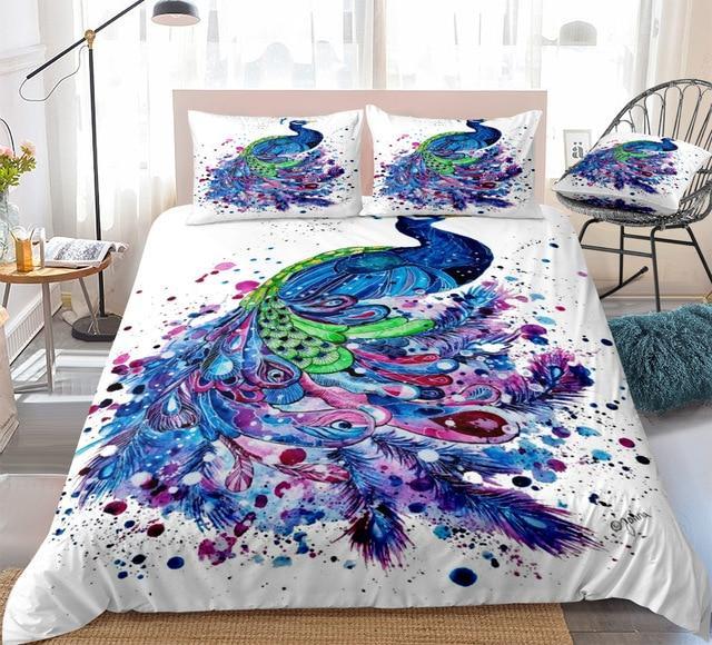Peacock 3 Pieces Quilted Comforter Set