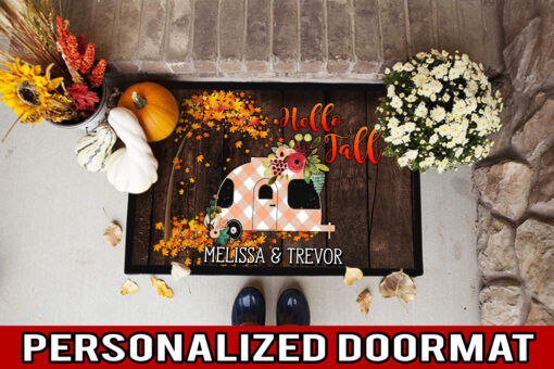 Personalized Hello Fall, Dm14, Front Door Mat, Front Door Rug, Doormat All Over Printed