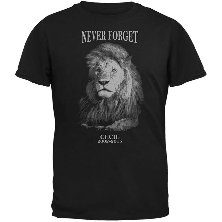 Cecil The Lion Never Forget Black Adult T-Shirt Cheap Fashion Short Sleeved Men T Shirt