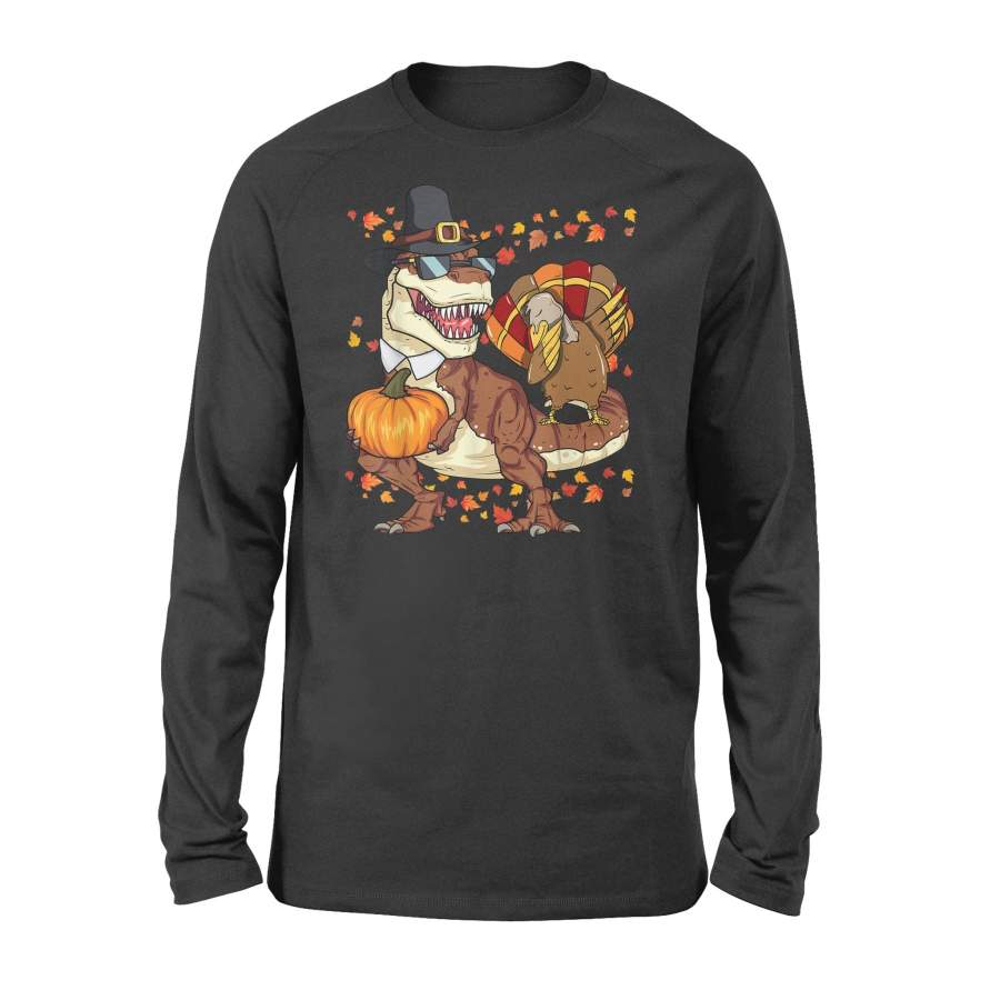 Thanksgiving T-Rex Dinosaur Shirt Dabbing Turkey Shirt Boy T-Shirt – Standard Long Sleeve