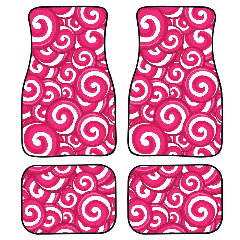 Pink Lollipop Candy Pattern Print Front And Back Car Floor Mats, Front Car Mat