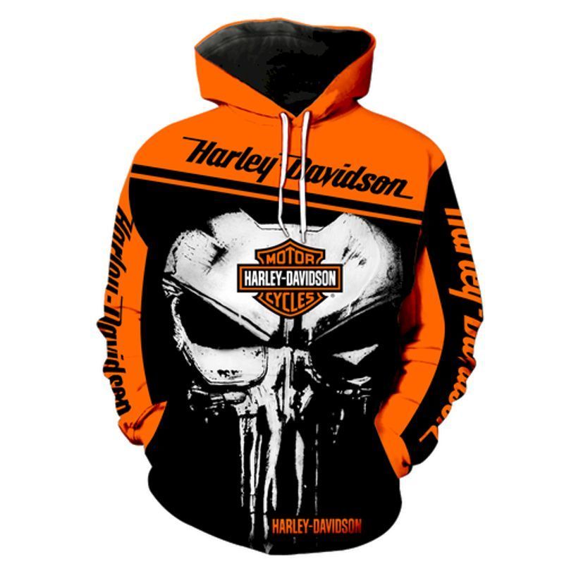 Motor Harley Davidson Skull Punisher 3D Hoodie N98