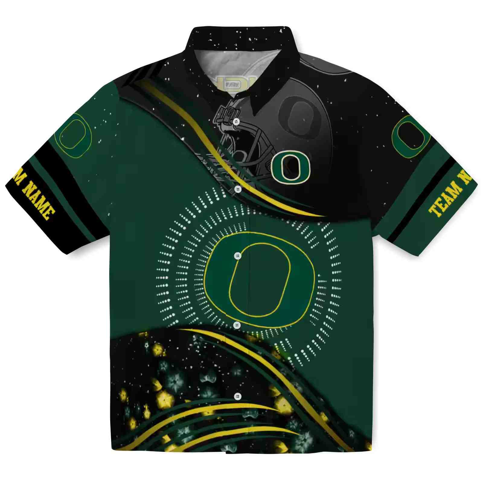 Oregon Ducks Football Wave Green Black Hawaiian Shirt