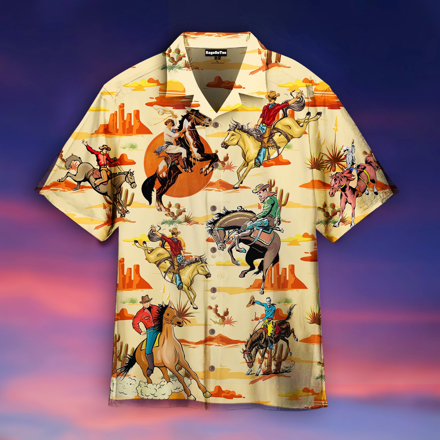 Vintage Cowboy Riding Horse Hawaii Shirt Unisex Adult Ha3064