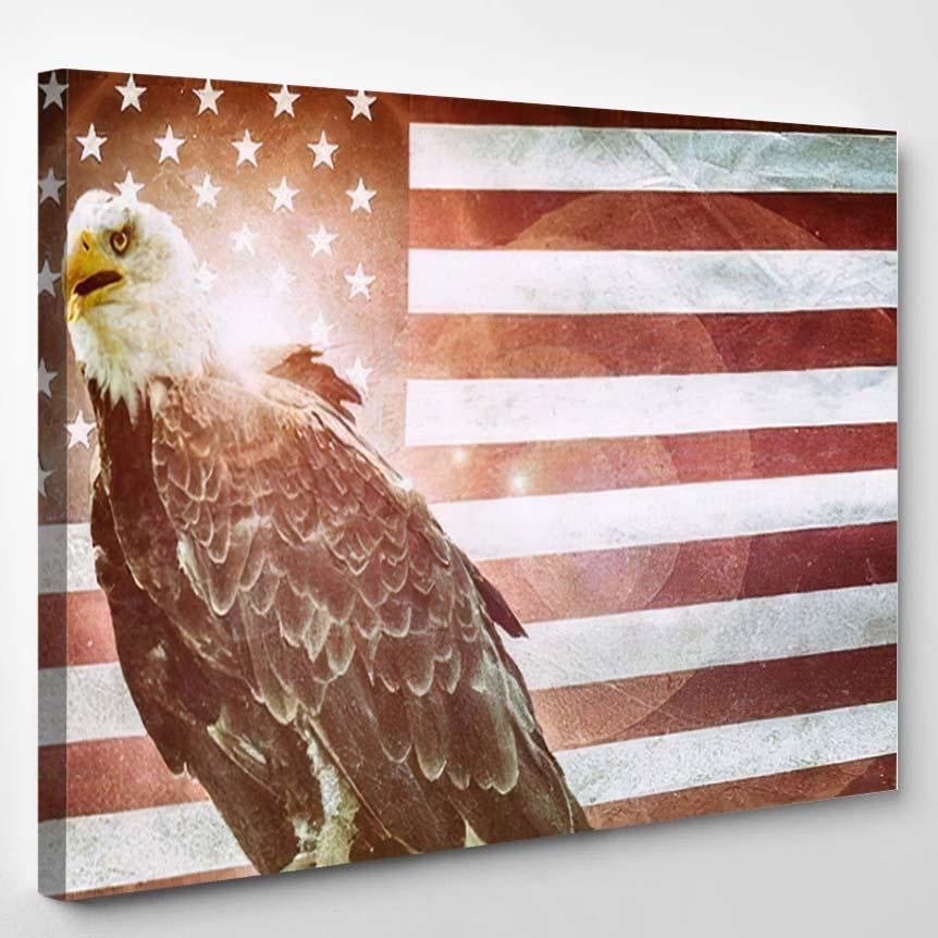 American Bald Eagle Flag Classic Symbol – Eagle Animals Canvas Print