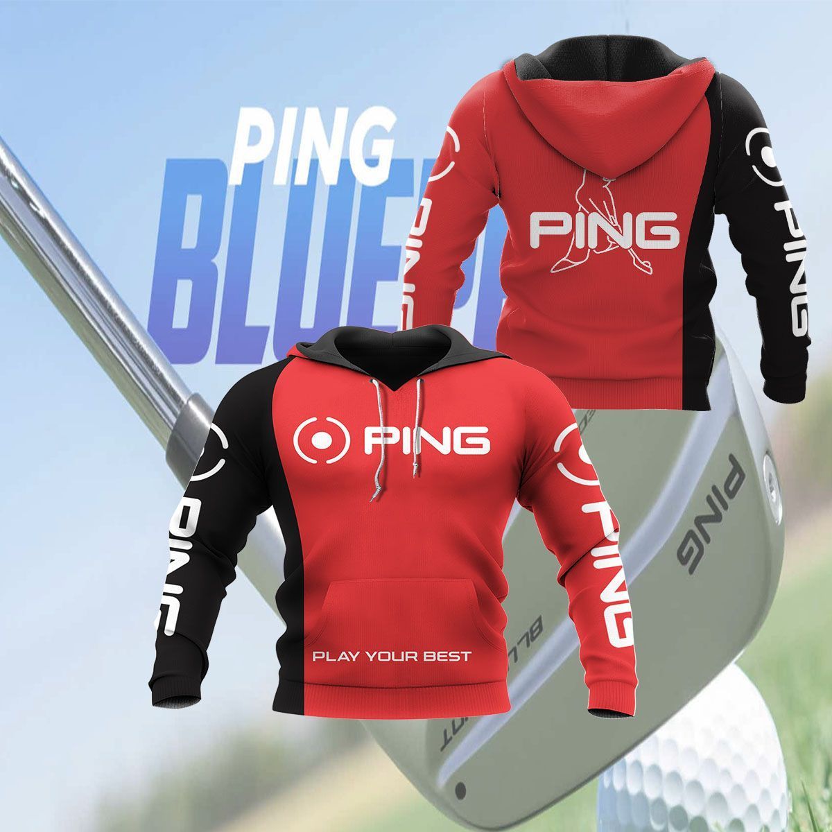 3D All Over Printed Ping Golf Lph- Hl Shirts Ver 1 (Red)