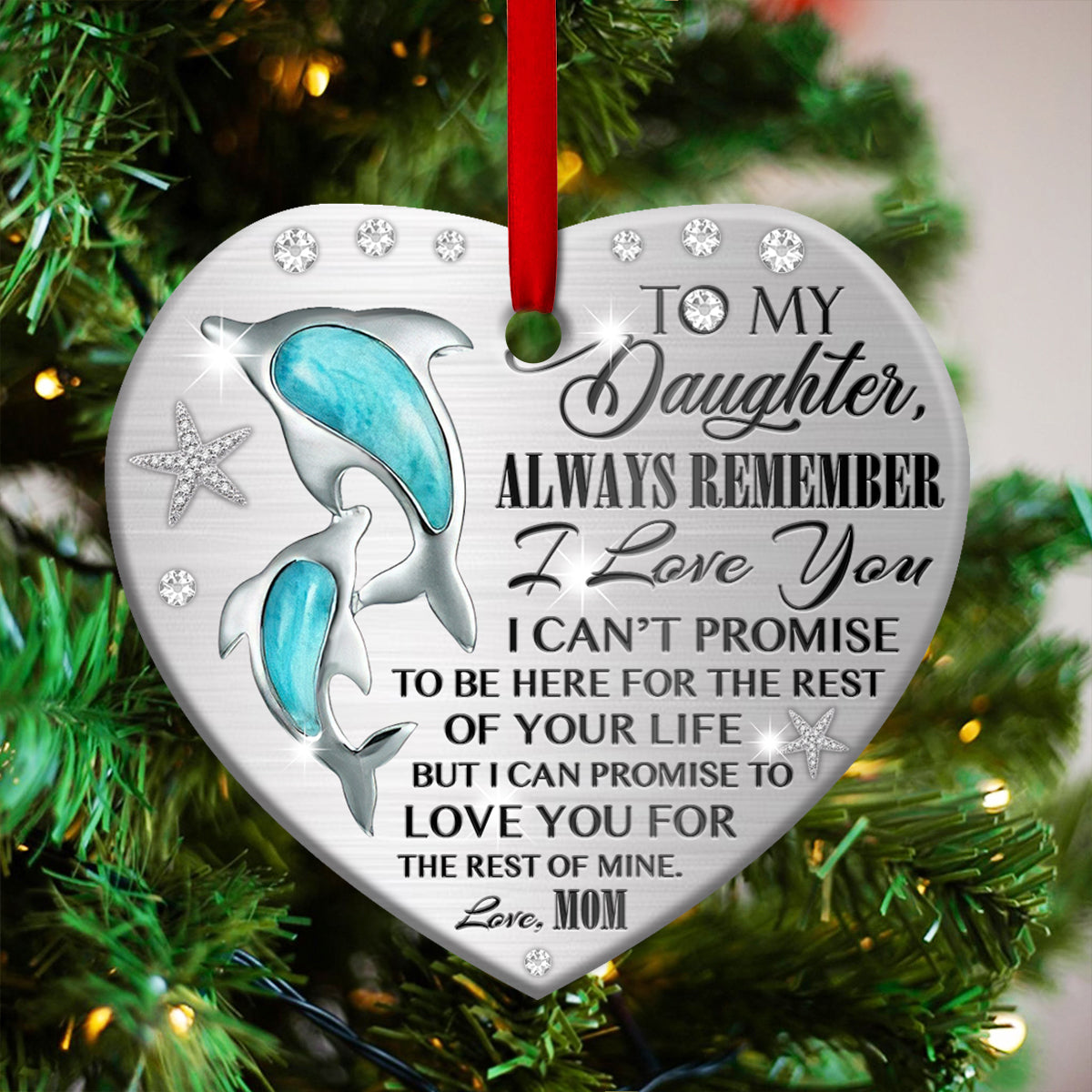 Dolphin Mother Send To Daughter – Heart Ornament