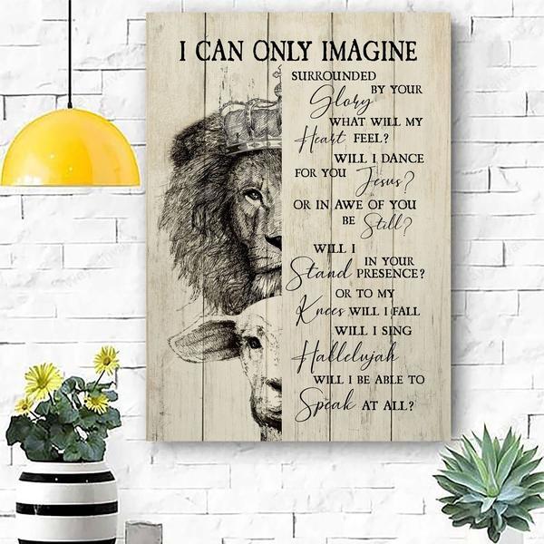 The Lamb And Lion – I Can Only Imagine – Jesus Portrait Canvas Print – Poster And Canvas Art Wall Decor