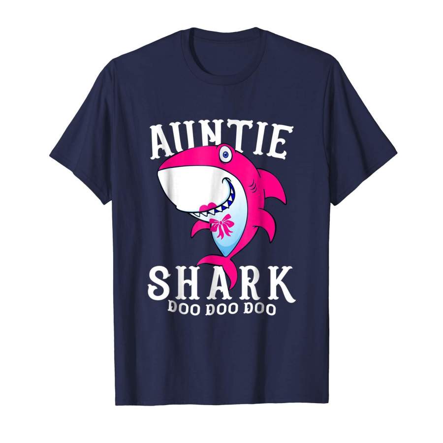 Auntie Shark T Shirt Grandma Grandpa Halloween Christmas