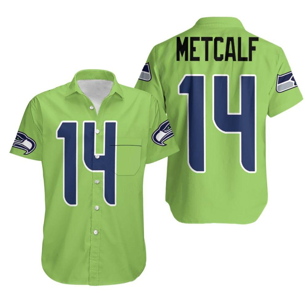 Beach Shirt Seattle Seahawks Dk Metcalf Green Color Rush Legend Jersey Inspired Style Hawaiian Shirt