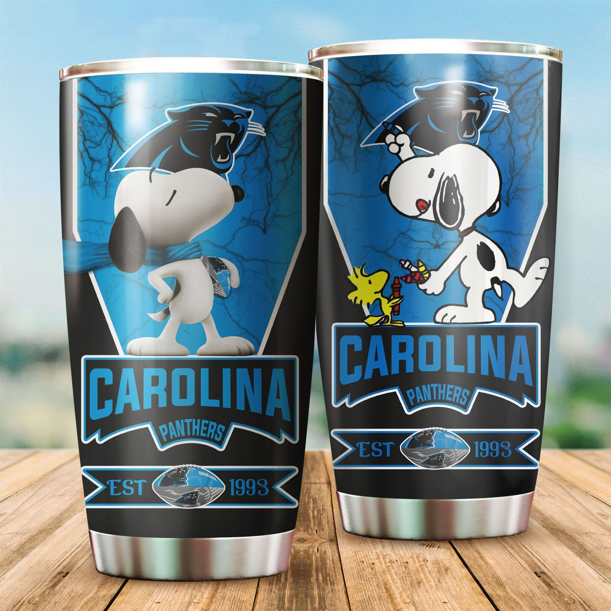 Carolina Panthers Snoopy All Over Print 3D Tumbler