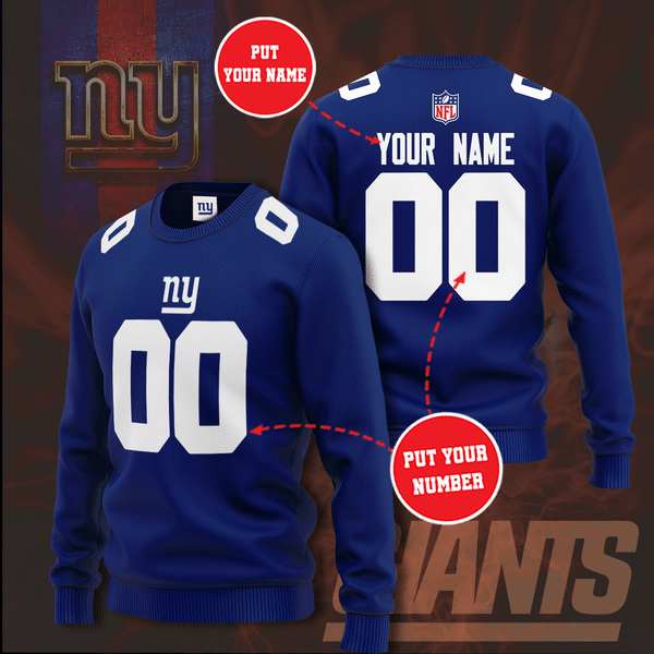 Personalized New York Giants All Over Print 3D Casual Unisex Sweatshirt – Neon Blue