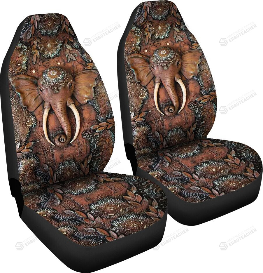 Elephant Wooden Pattern Car Seat Covers