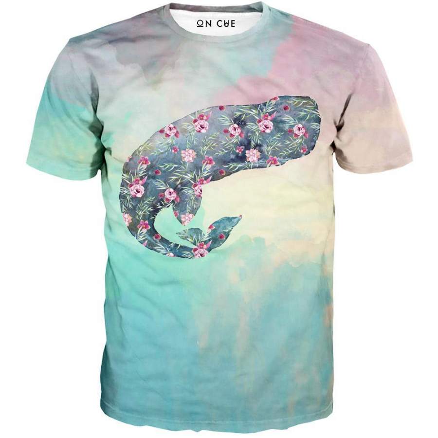 Flower Whale Men/Women 3D All-Over Print Tshirt