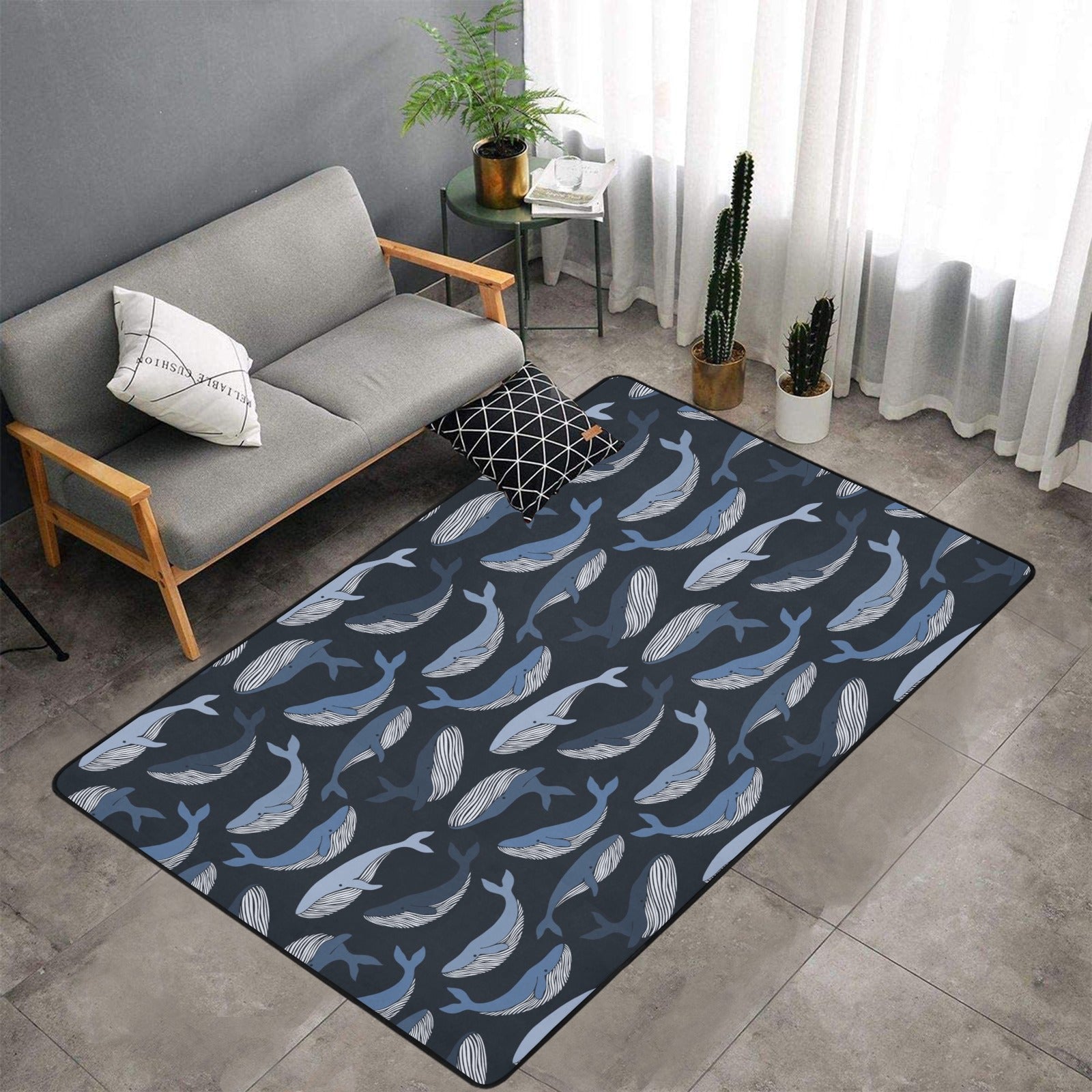 Whale Print Design Lks301 Area Rug 7’X5′