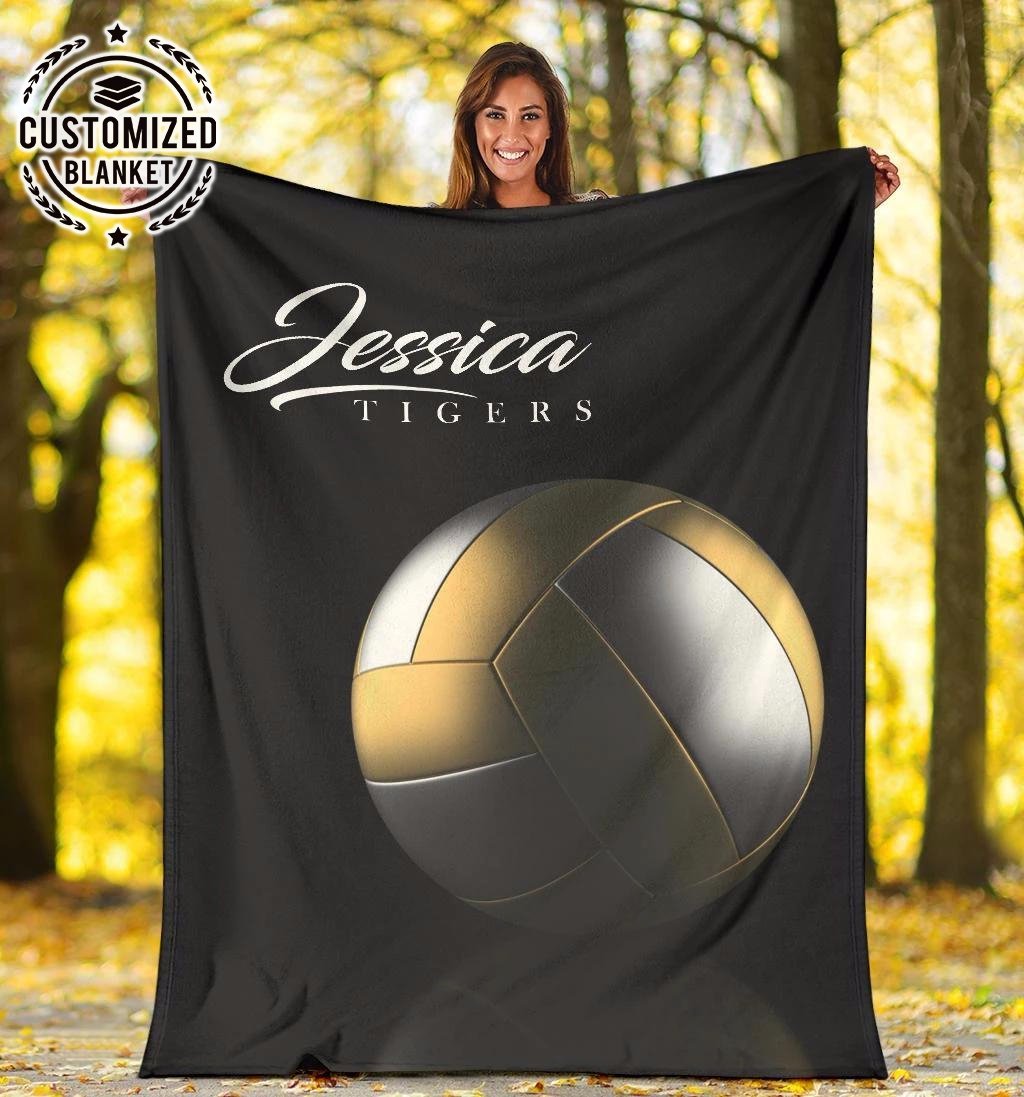 Volleyball – Vintage – Personalized Name Fleece Blanket Custom Text Print 3D, Unisex, Kid, Adult