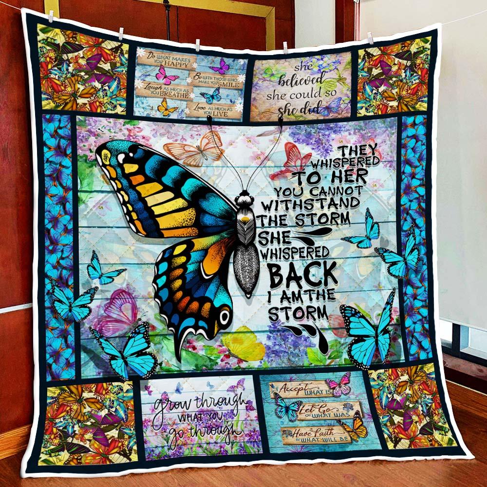 Butterfly I Am The Storm Fleece Blanket And Quilt Blanket, Home Decor Bedding Couch Sofa Soft and Comfy Cozy