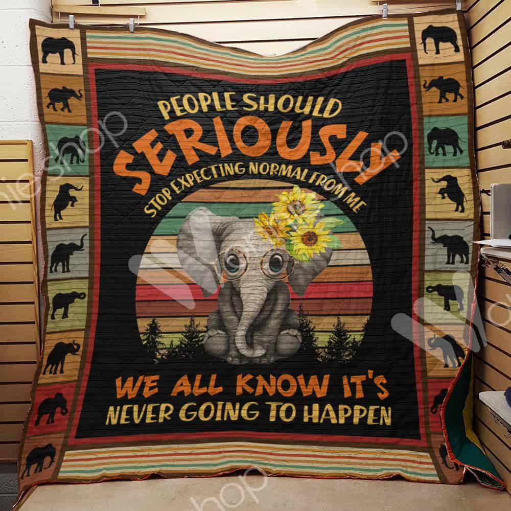 Baby Elephant  People Should Seriously  Quilt Blanket