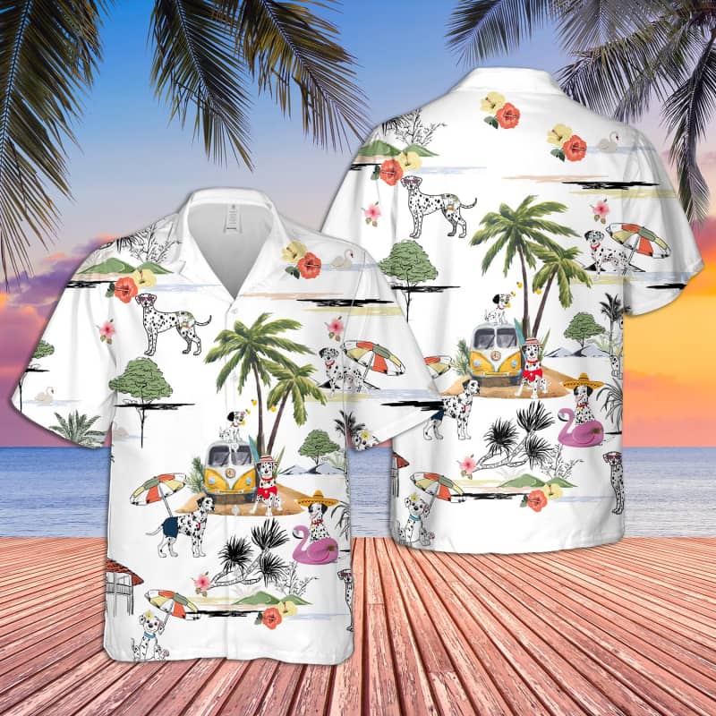 Unisex Dalmatian Beach Hawaii Hawaii Aloha Shirt For Dog Lover Ha99363