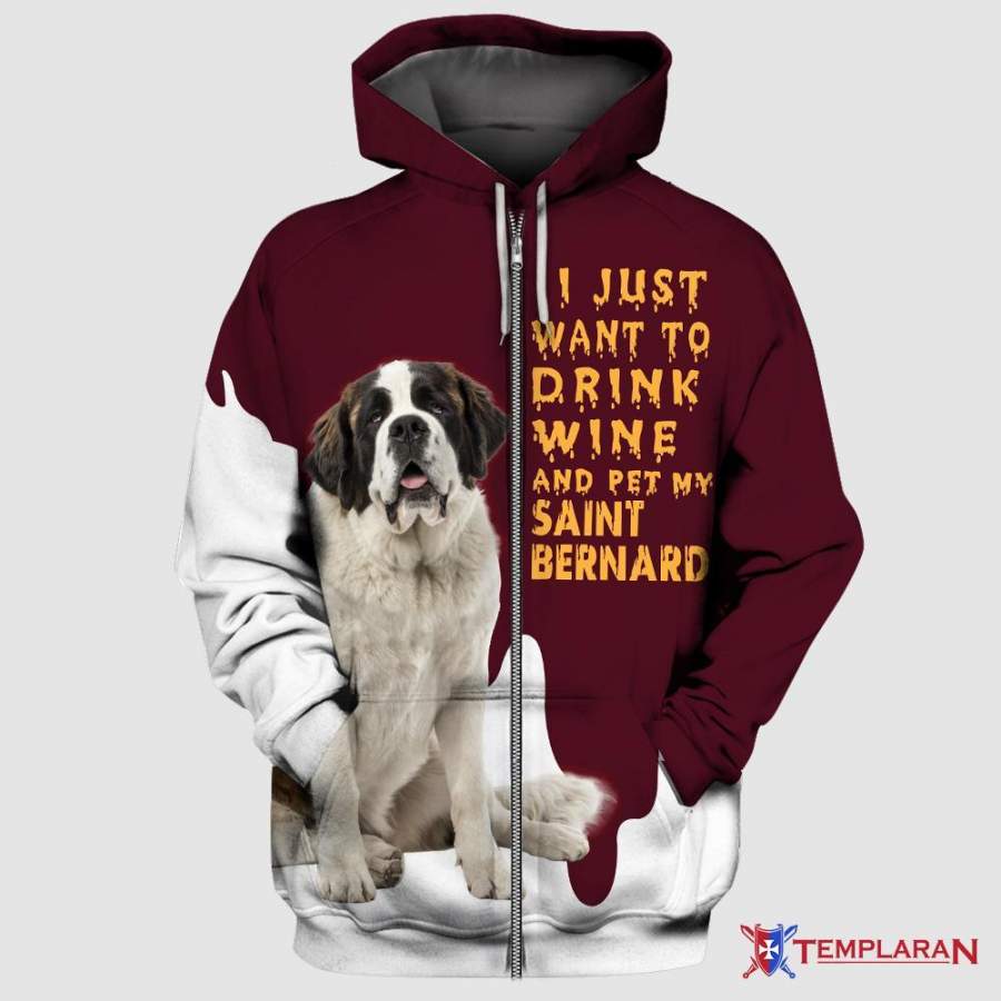 SAINT BERNARD 3D Full Printing Zip Hoodie