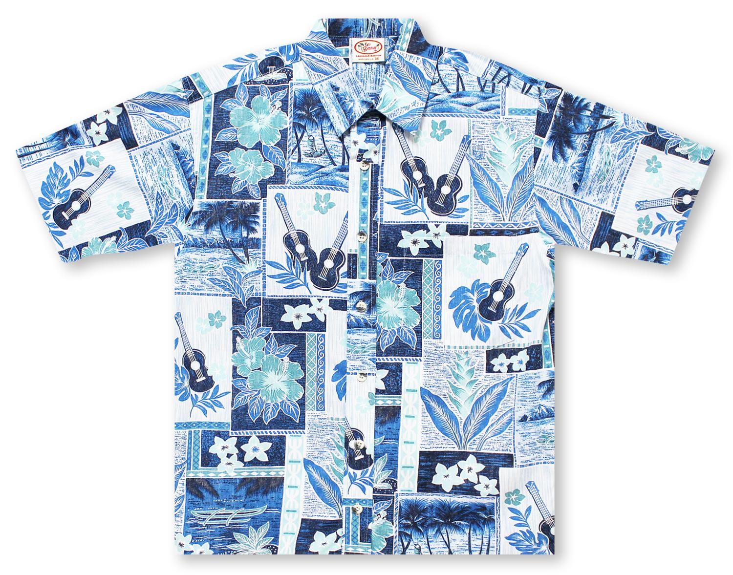 Ukulele Blue White Unique Design Hawaiian Shirt Dhc1806811