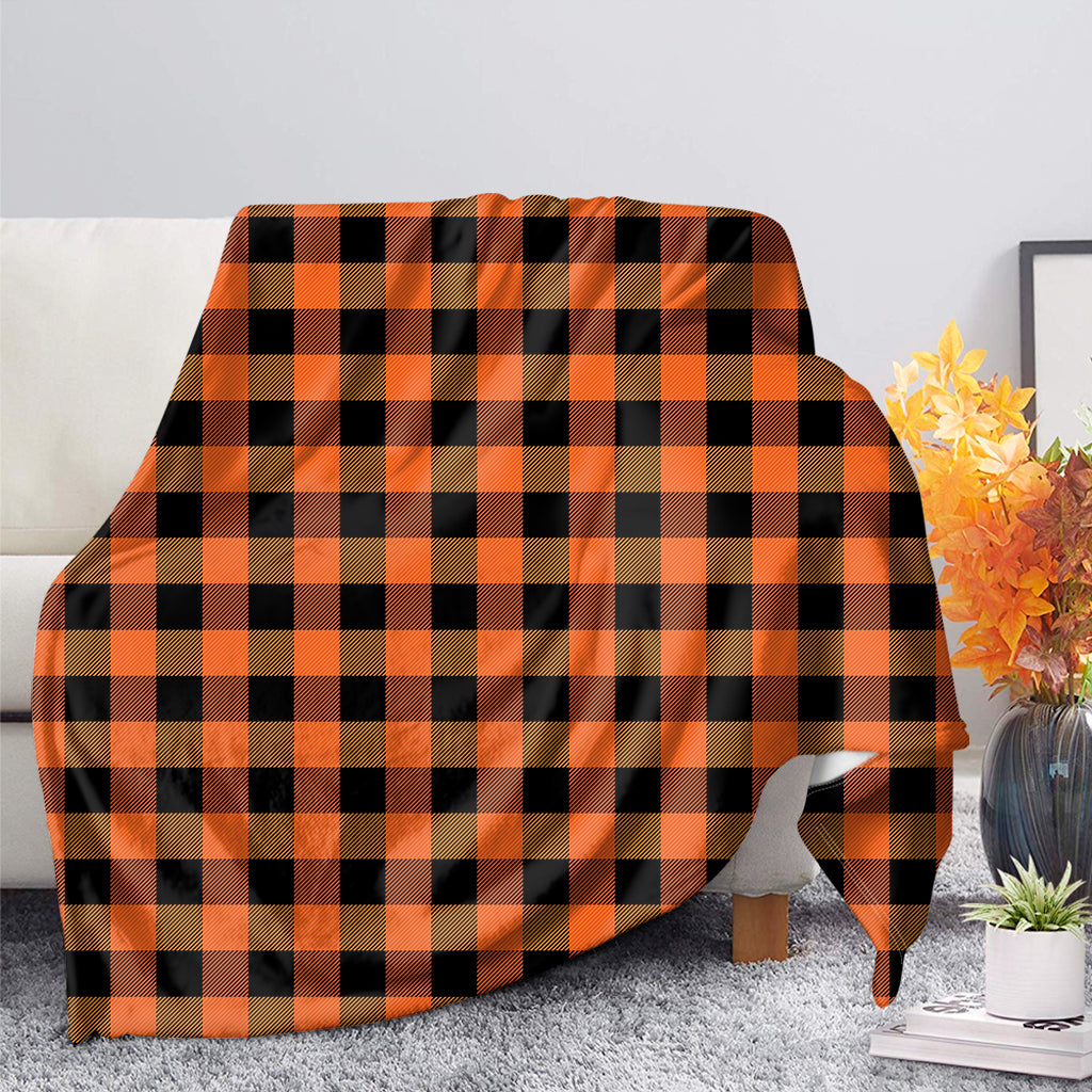 Orange And Black Buffalo Check Print Blanket