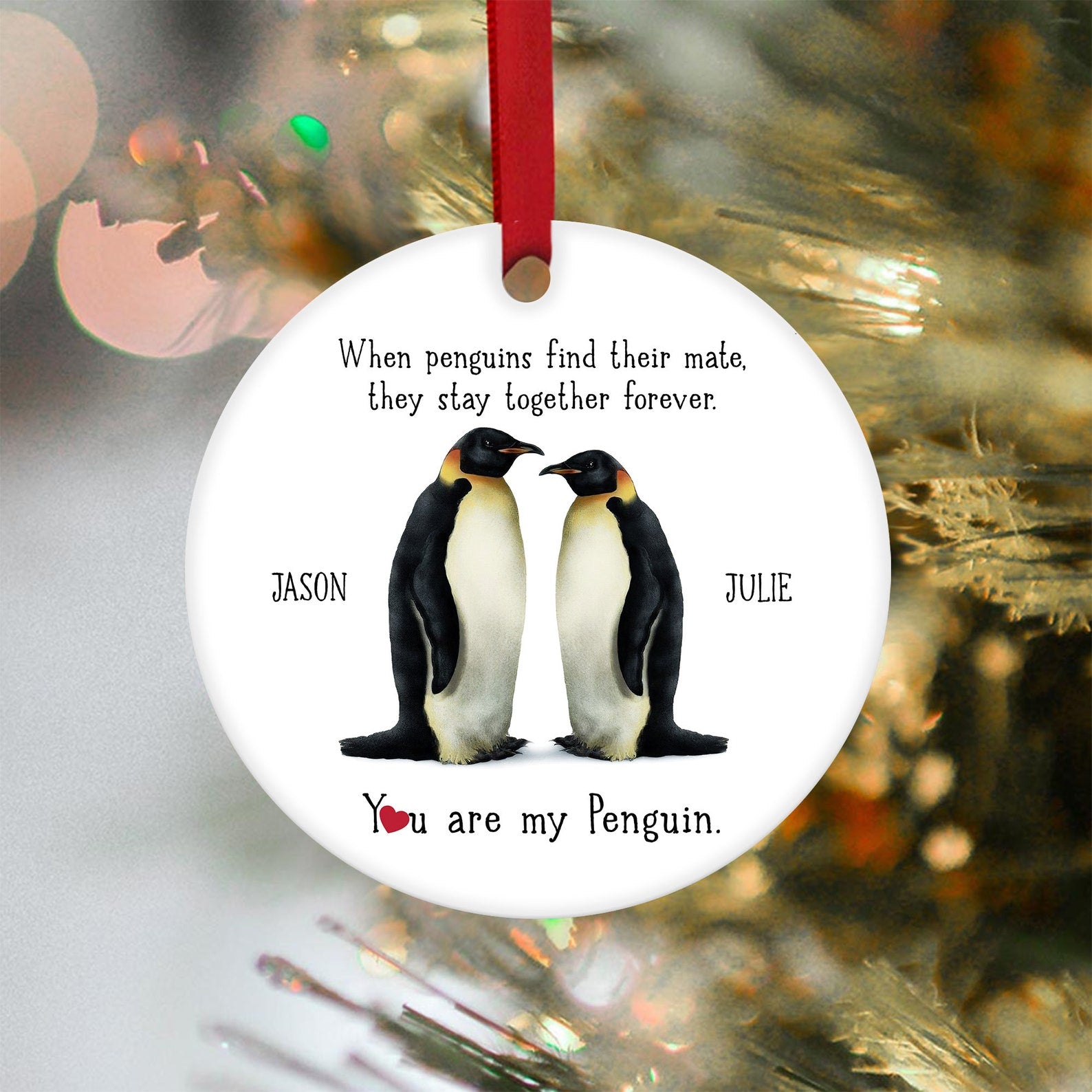 Personalized Name Love Couple Penguin Romantic Penguin Couple Penguin Mates You Are My Penguin Couple Valentine Love Keepsake Christmas Ornament 2021