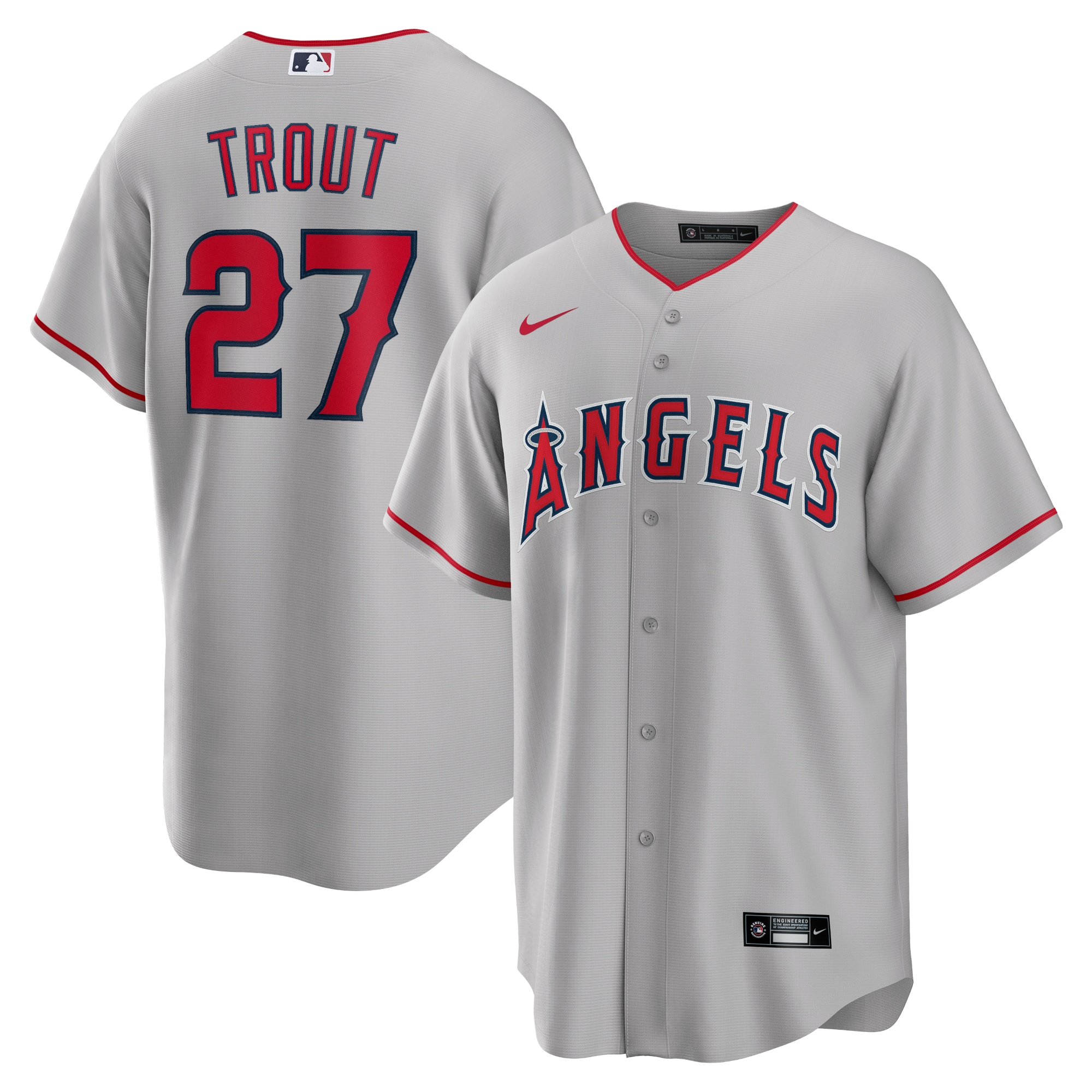 Mike Trout Los Angeles Angels Road Replica Player Name Jersey – Silver