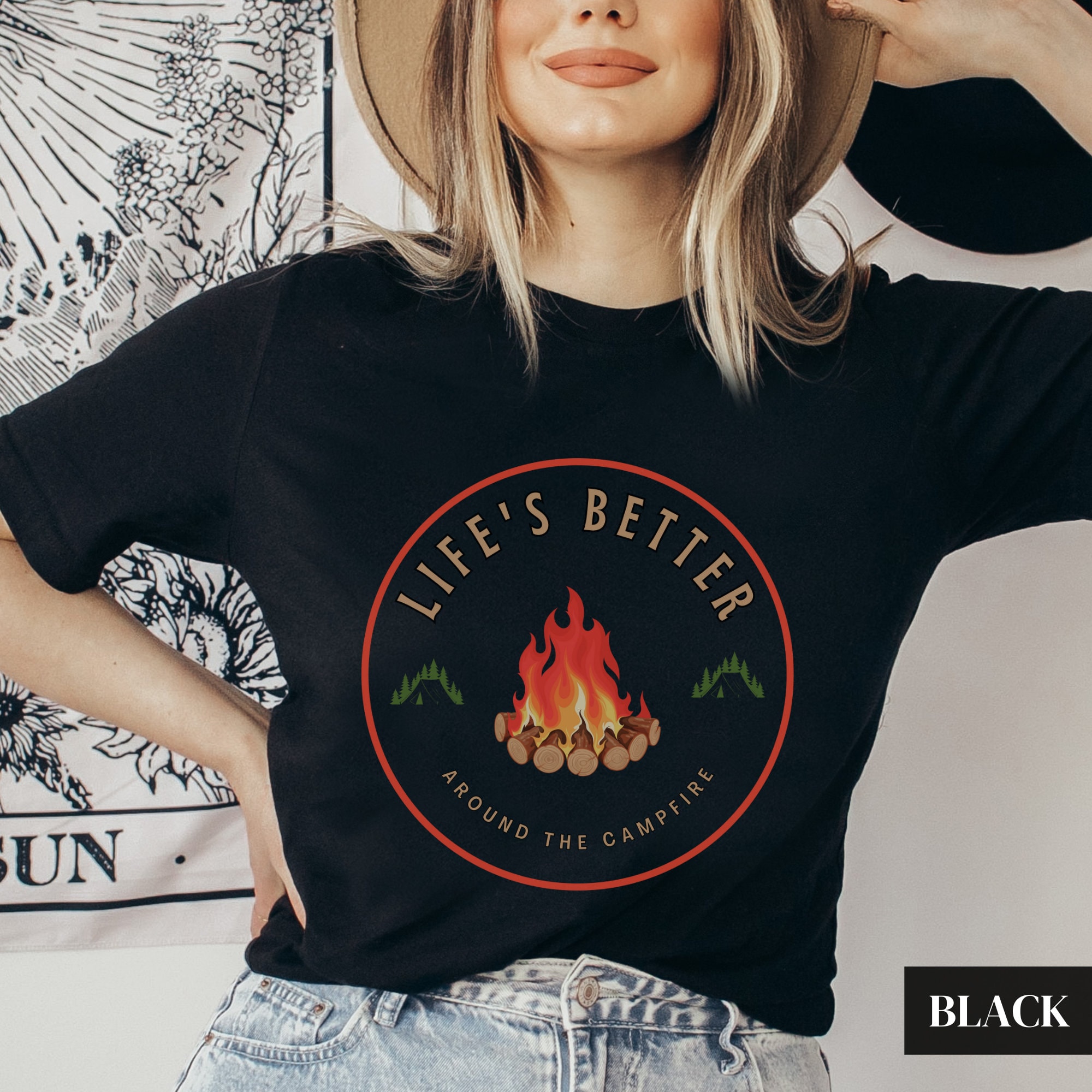 Lifes Better Around The Campfire Shirt | Pacific Northwest Tshirt | Gift For Outdoor, Nature, Camp Life, Campfire, Camper, Hiking, PNW Lover