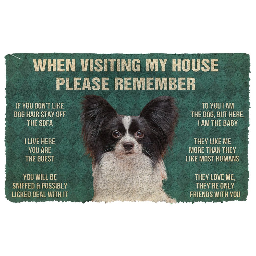 Gearhumans  GearHuman 3D Please Remember Papillon Dogs House Rules Doormat