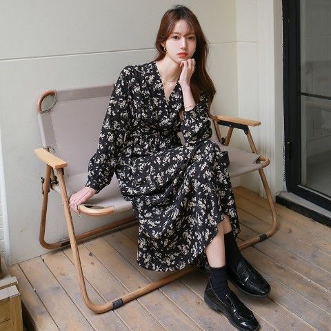 Spring Autumn New Vintage Print Party Women’s Beach Maxi Boho Unif Casual Dress Floral Print Long Sleeve Dresses Slim Vestidos alx