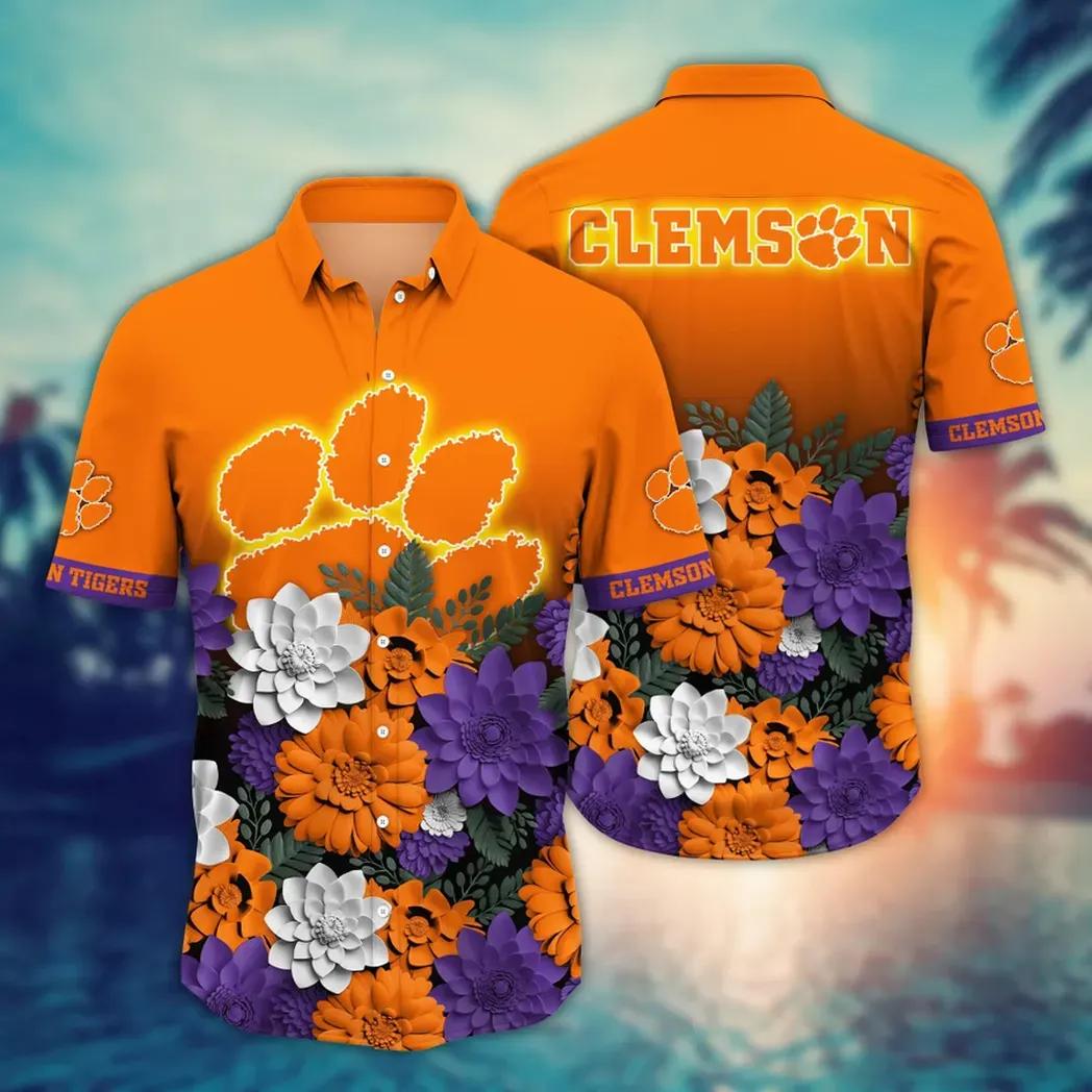 Clemson Tigers Ncaa Flower Aloha Hawaiian Shirt 11, Ncaa Hawaiian Shirt