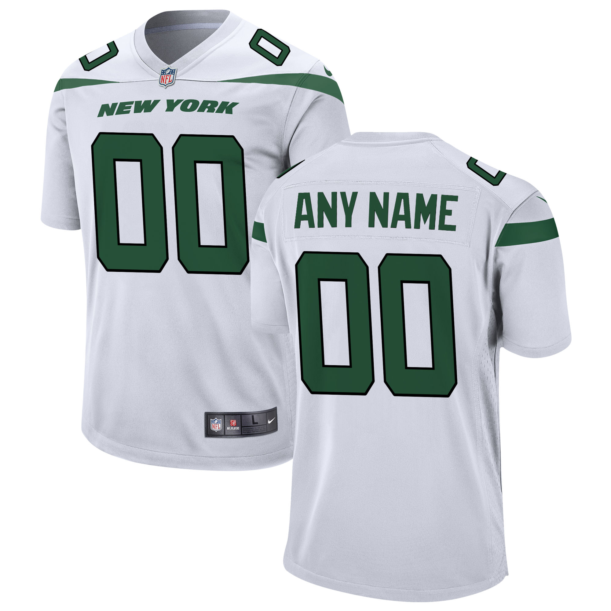 Men’s New York Jets White Custom Game Jersey