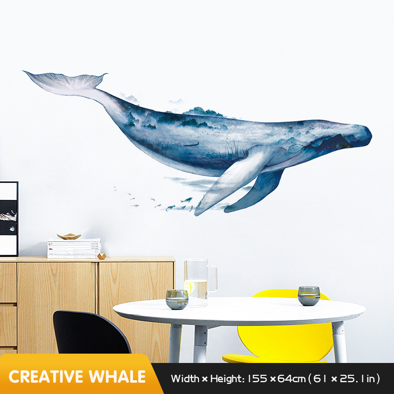 Creative Sea Whale Wall Stickers Home Decor Decorations Living Room Bedroom Background Wall Decoration Self Adhesive Stickers alx