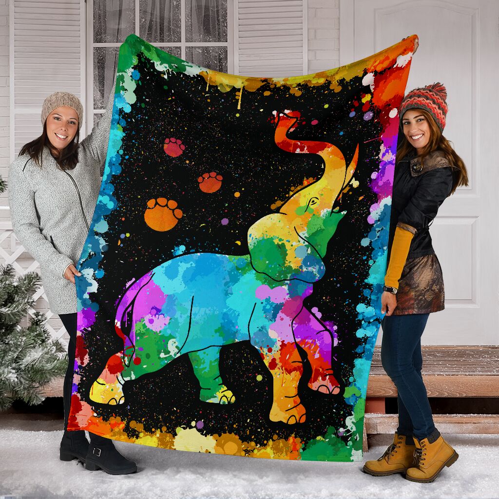 Elephant Watercolor Fleece Blanket