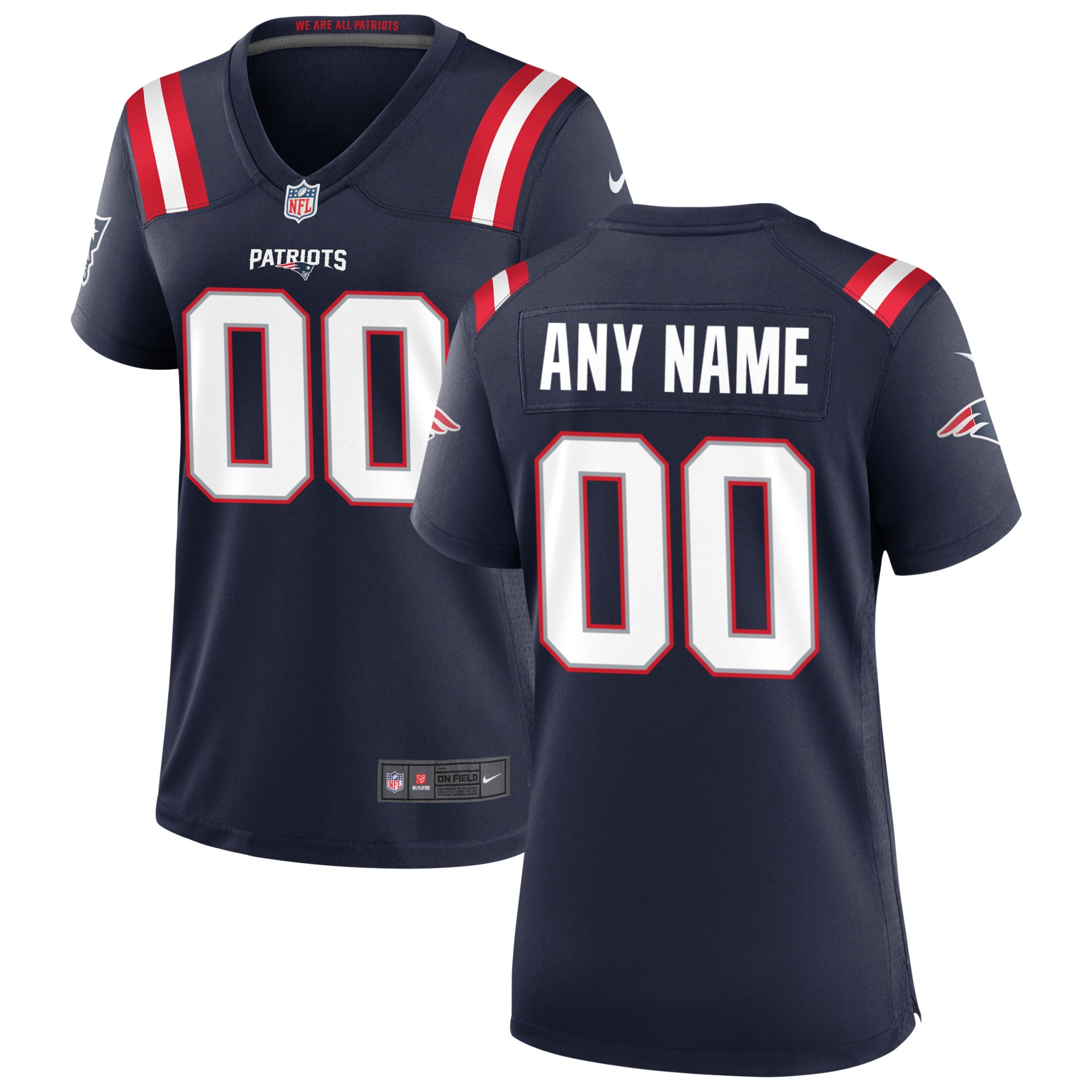 Women’s New England Patriots Navy Custom Game Jersey