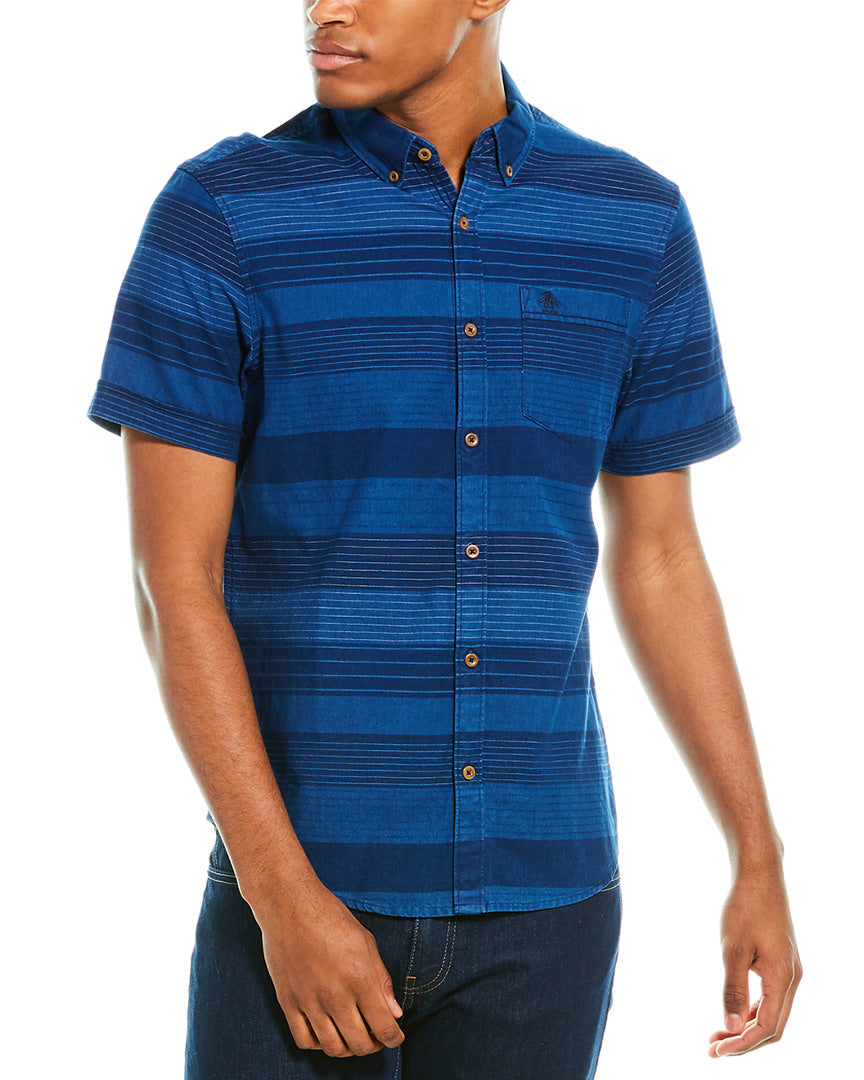 Original Penguin Indigo Striped Woven Shirt