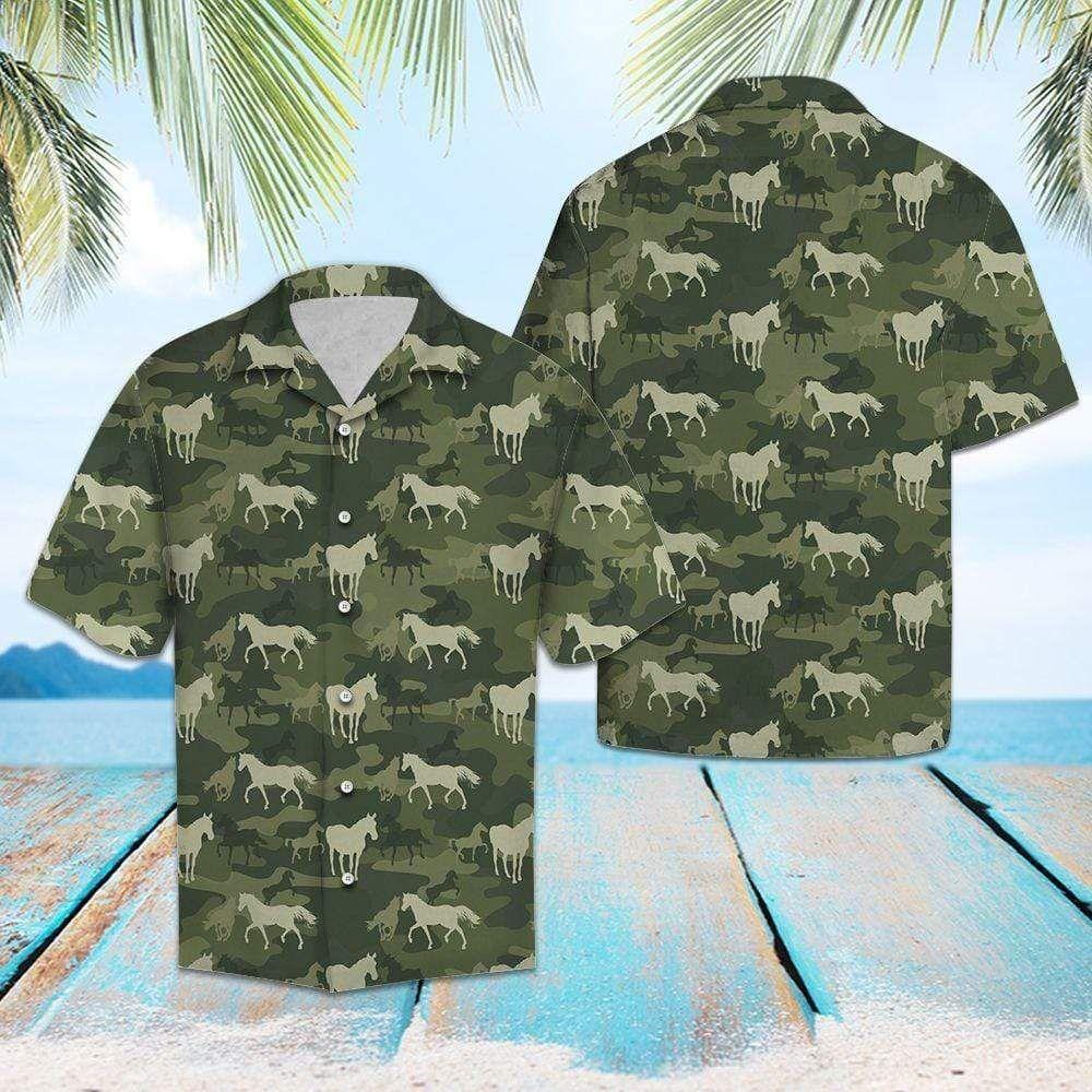 Beach Shirt Get Here Horse Camo Hawaii Aloha Hawaii For Men Women Ha39771