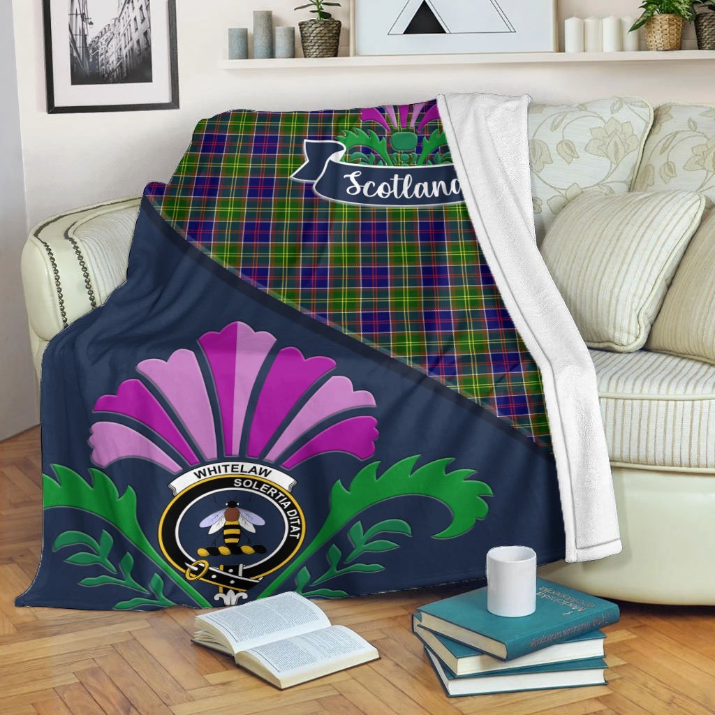 Whitelaw Crest Tartan Blanket Scotland Thistle A30