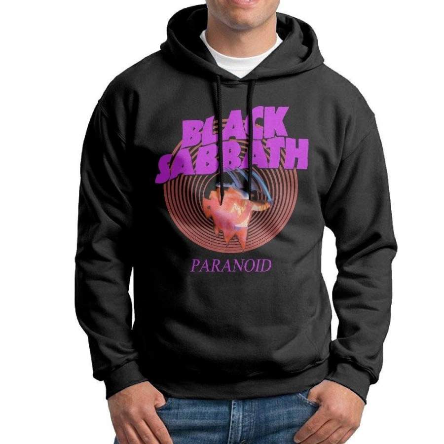 Men Casual Black Sabbath Paranoid Mens Hoodie Black