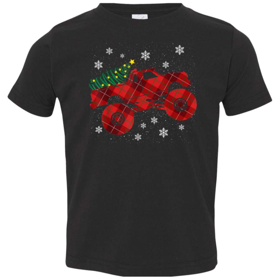 Red Plaid Monster Truck Buffalo Car Family Pajama Christmas TShirt 3321 Rabbit Skins Toddler Jersey T-Shirt